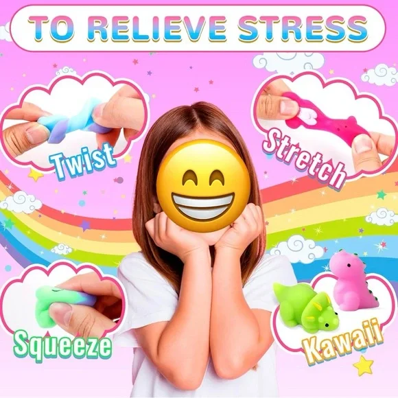 OCTERIC 150-Pack Mochi Squishy Toys – Kawaii Stress Relief Squishies for Kids - Picture 5 of 9